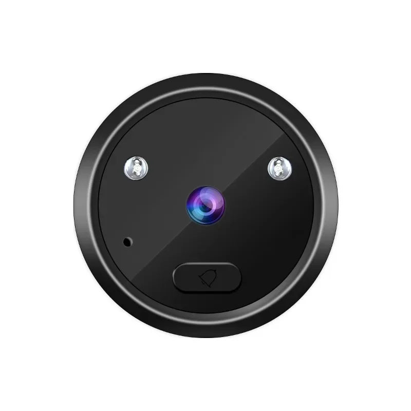 Campainha inteligente com câmera olho mágico de 2,4 polegadas, gravação automática, anel eletrônico HD, infravermelho, visão noturna, vídeo, campainha, visor de olho mágico residencial