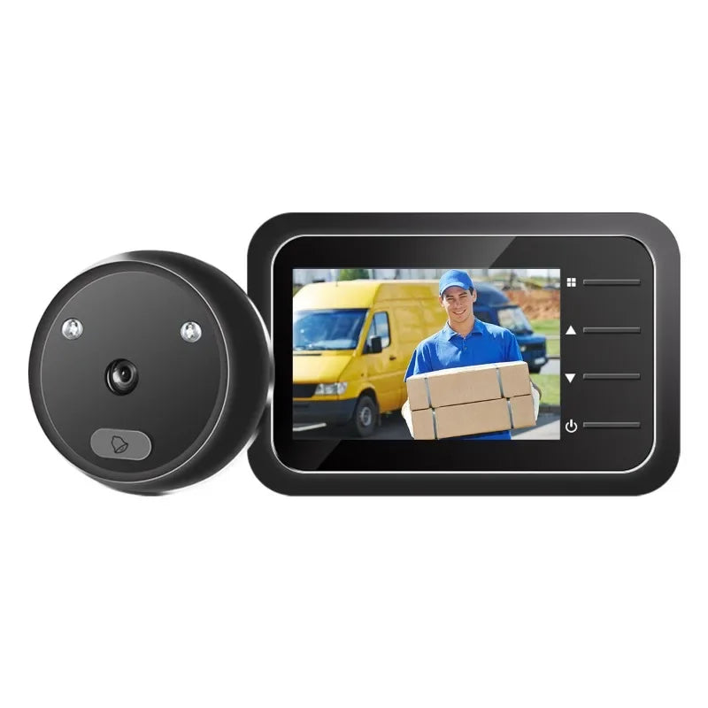 Campainha inteligente com câmera olho mágico de 2,4 polegadas, gravação automática, anel eletrônico HD, infravermelho, visão noturna, vídeo, campainha, visor de olho mágico residencial