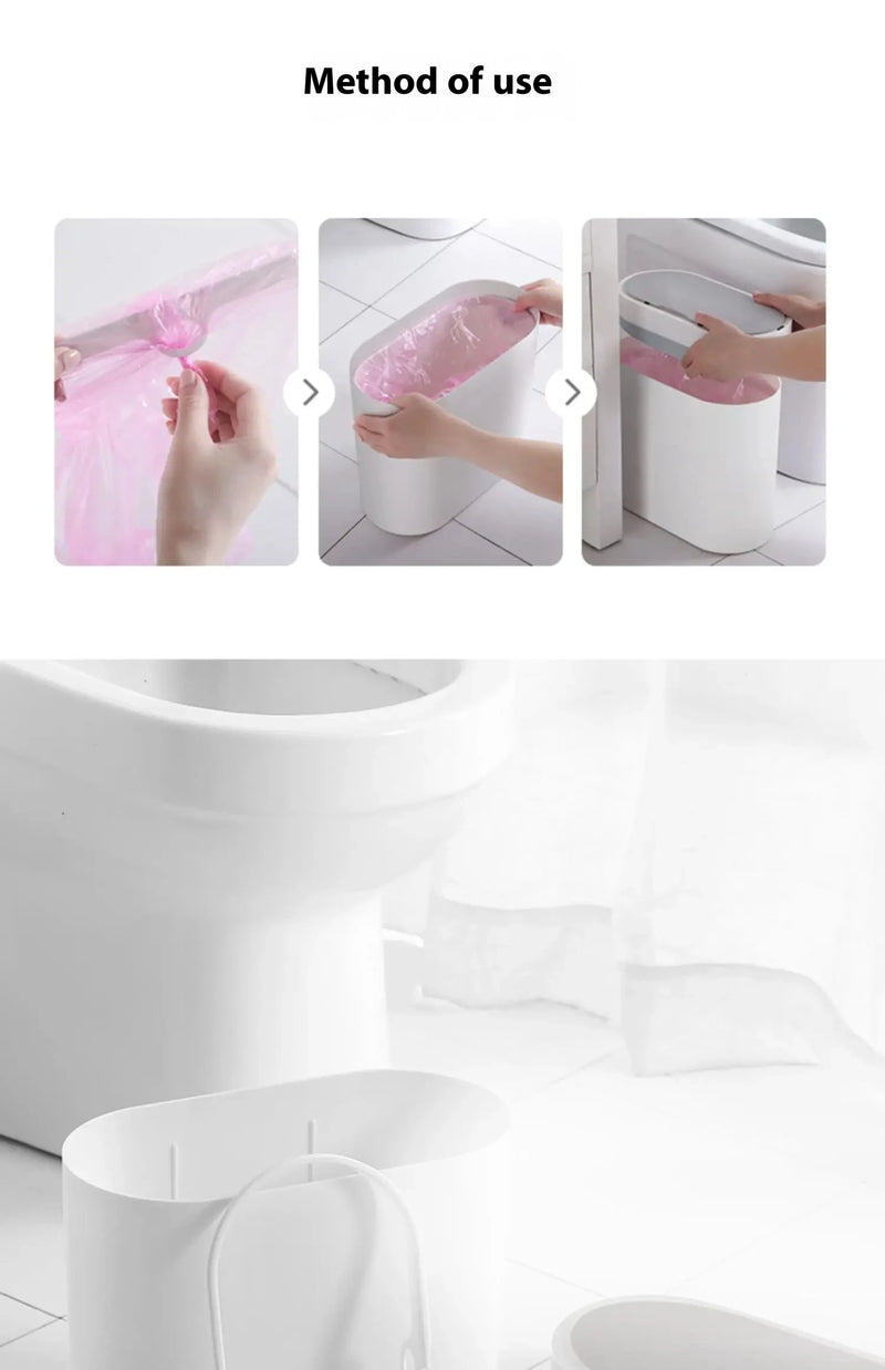 Lixeira automática de banheiro de 7L com tampa, lata de lixo pequena sem toque, lata de lixo à prova d'água com sensor de movimento para cozinha, quarto