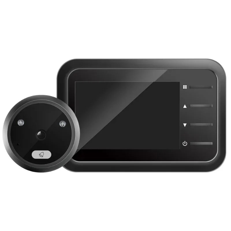 Campainha inteligente com câmera olho mágico de 2,4 polegadas, gravação automática, anel eletrônico HD, infravermelho, visão noturna, vídeo, campainha, visor de olho mágico residencial