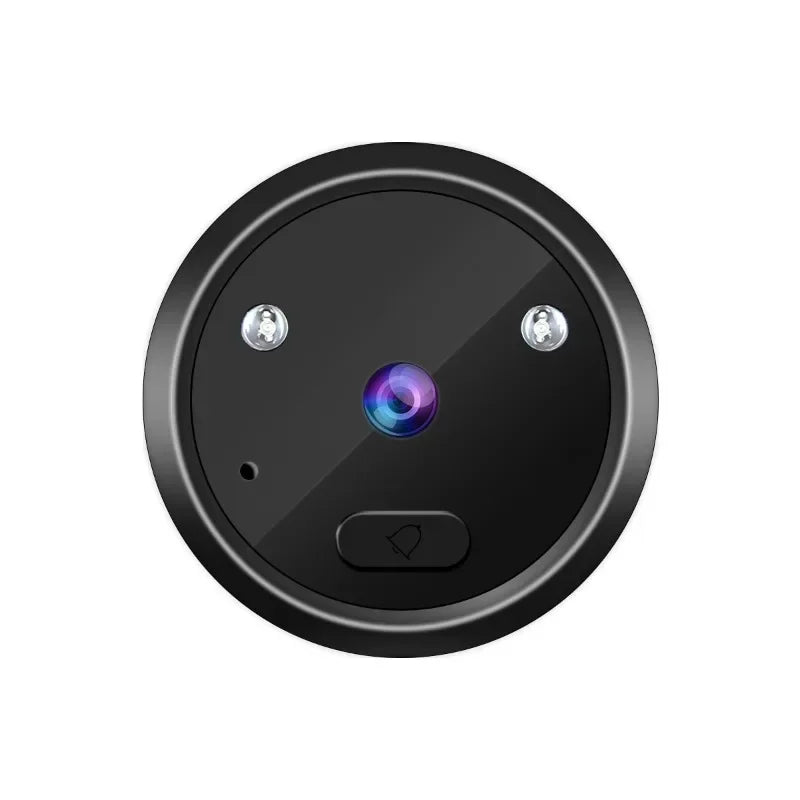 Campainha inteligente com câmera olho mágico de 2,4 polegadas, gravação automática, anel eletrônico HD, infravermelho, visão noturna, vídeo, campainha, visor de olho mágico residencial