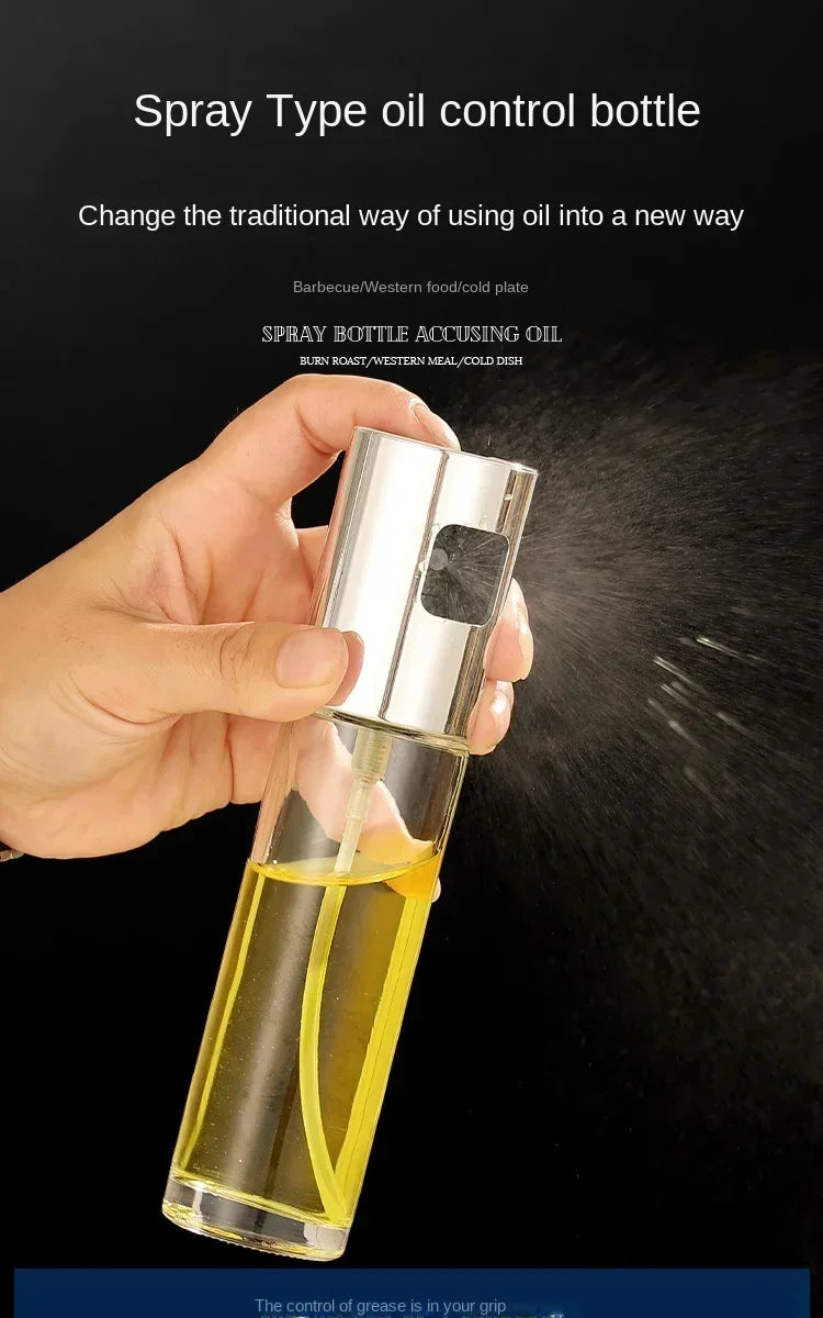 Frasco de vidro multiuso de alta qualidade de 100 ml para óleo de cozinha, frasco de spray de vidro com funil pequeno e acessórios de escova