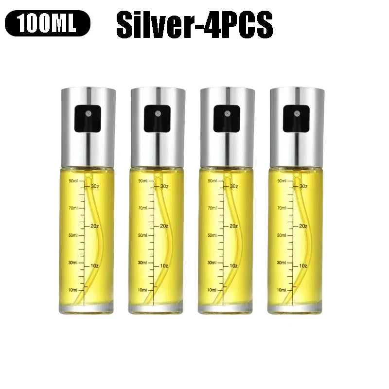 Frasco de vidro multiuso de alta qualidade de 100 ml para óleo de cozinha, frasco de spray de vidro com funil pequeno e acessórios de escova