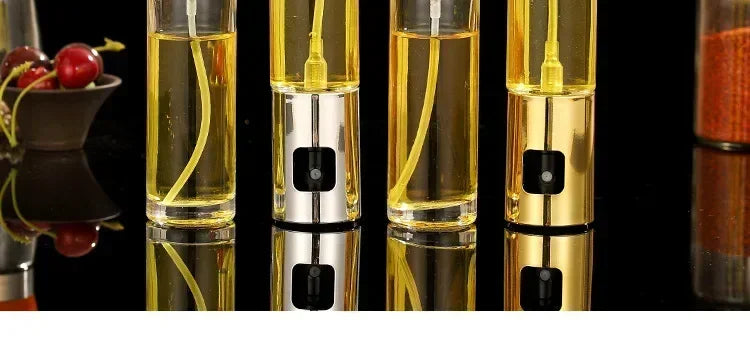 Frasco de vidro multiuso de alta qualidade de 100 ml para óleo de cozinha, frasco de spray de vidro com funil pequeno e acessórios de escova
