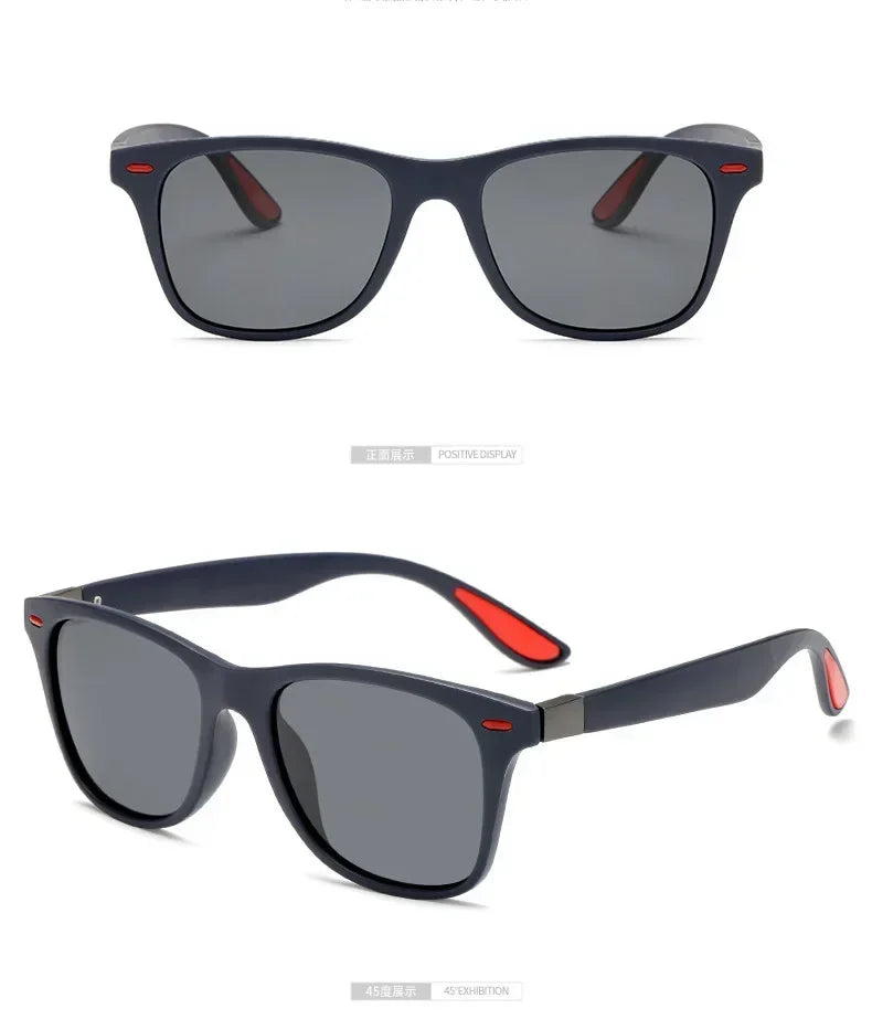 Óculos de sol polarizados unissex retangulares vintage design retrô óculos de sol masculino óculos casuais proteção UV400