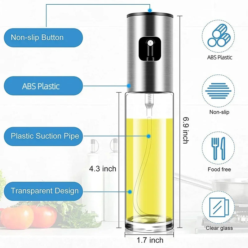 Frasco de vidro multiuso de alta qualidade de 100 ml para óleo de cozinha, frasco de spray de vidro com funil pequeno e acessórios de escova