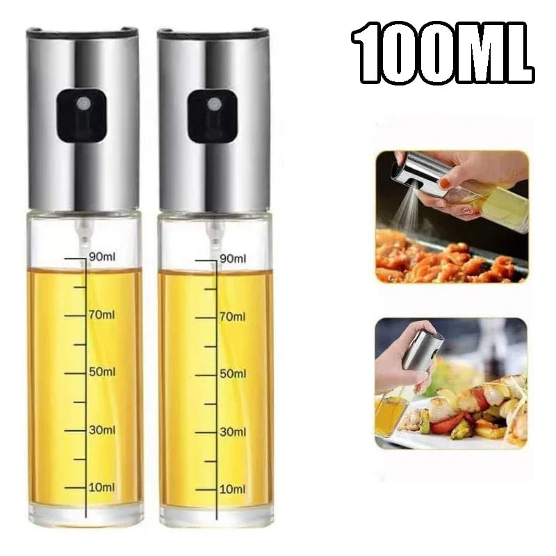 Frasco de vidro multiuso de alta qualidade de 100 ml para óleo de cozinha, frasco de spray de vidro com funil pequeno e acessórios de escova