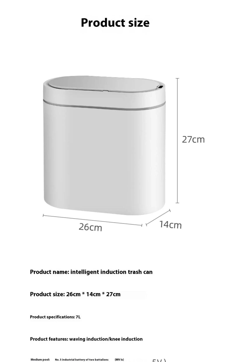 Lixeira automática de banheiro de 7L com tampa, lata de lixo pequena sem toque, lata de lixo à prova d'água com sensor de movimento para cozinha, quarto