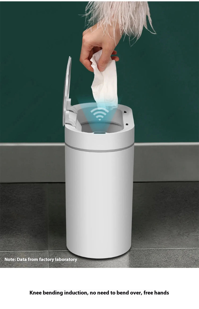 Lixeira automática de banheiro de 7L com tampa, lata de lixo pequena sem toque, lata de lixo à prova d'água com sensor de movimento para cozinha, quarto