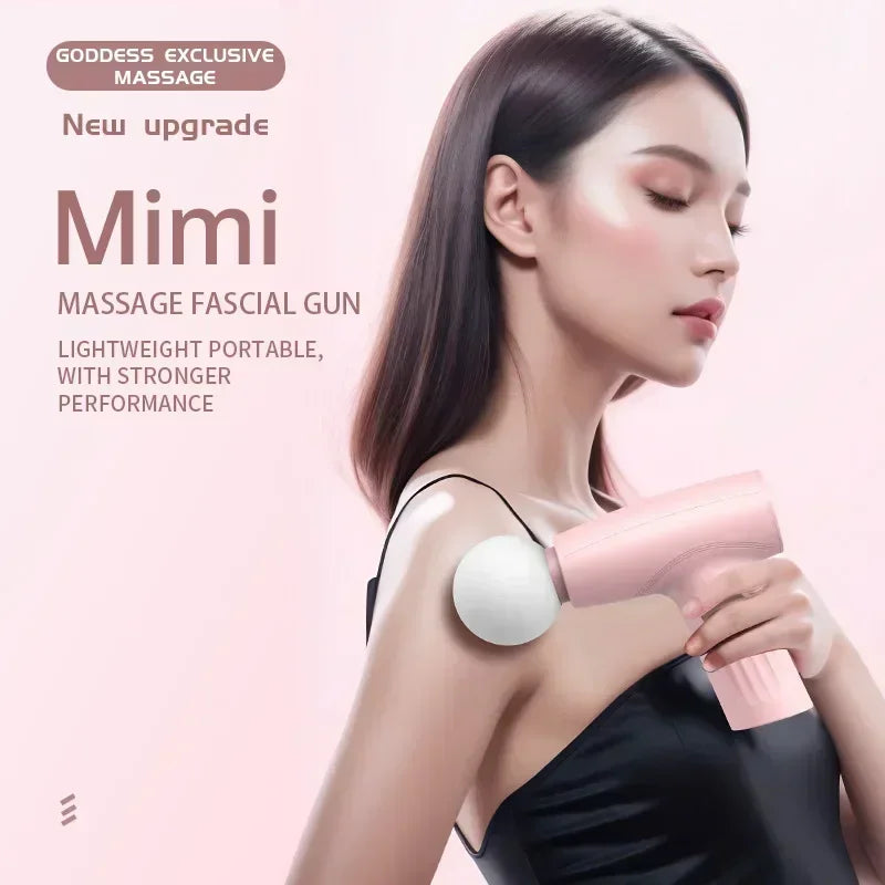 Pistola de massagem muscular mini rosa, pistola de massagem portátil para tecidos profundos, pistola de massagem Theragun Fascia Gun, massageadores portáteis para tecidos profundos