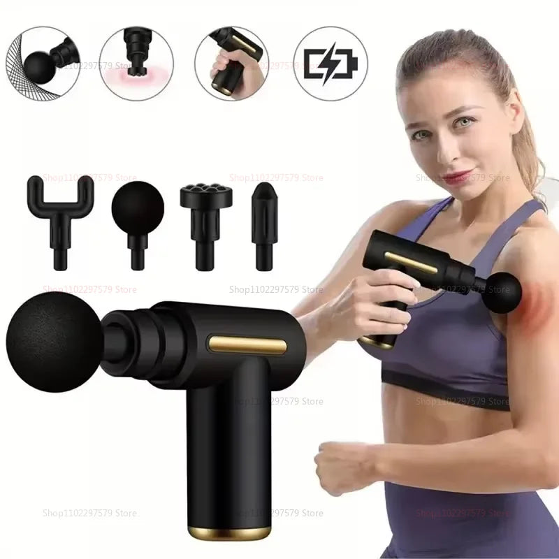 Pistola de massagem de percussão elétrica para relaxamento muscular profundo, alívio da fadiga, corpo, pescoço, costas, ombros, ferramenta de condicionamento físico