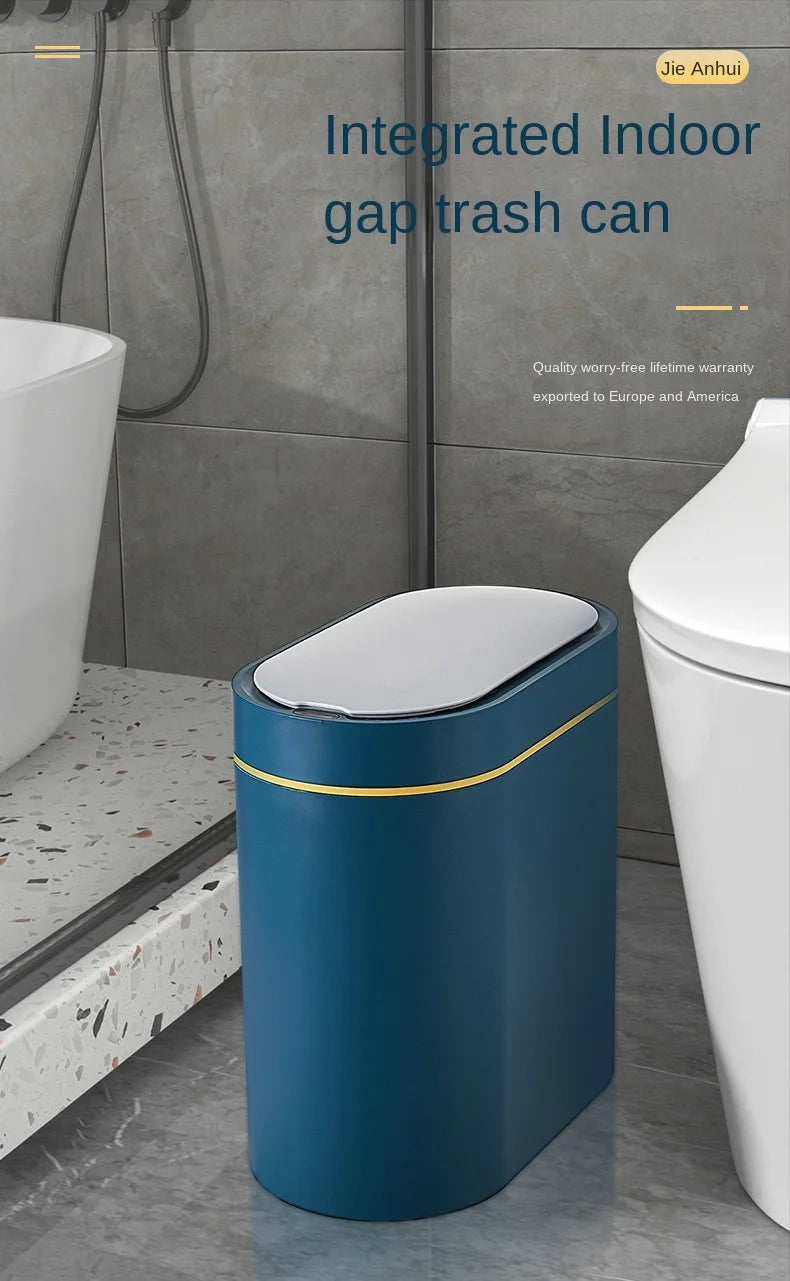 Lixeira automática de banheiro de 7L com tampa, lata de lixo pequena sem toque, lata de lixo à prova d'água com sensor de movimento para cozinha, quarto