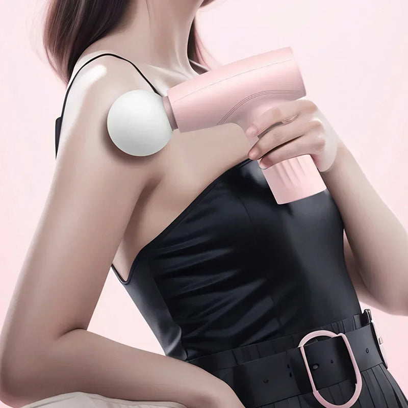 Pistola de massagem muscular mini rosa, pistola de massagem portátil para tecidos profundos, pistola de massagem Theragun Fascia Gun, massageadores portáteis para tecidos profundos