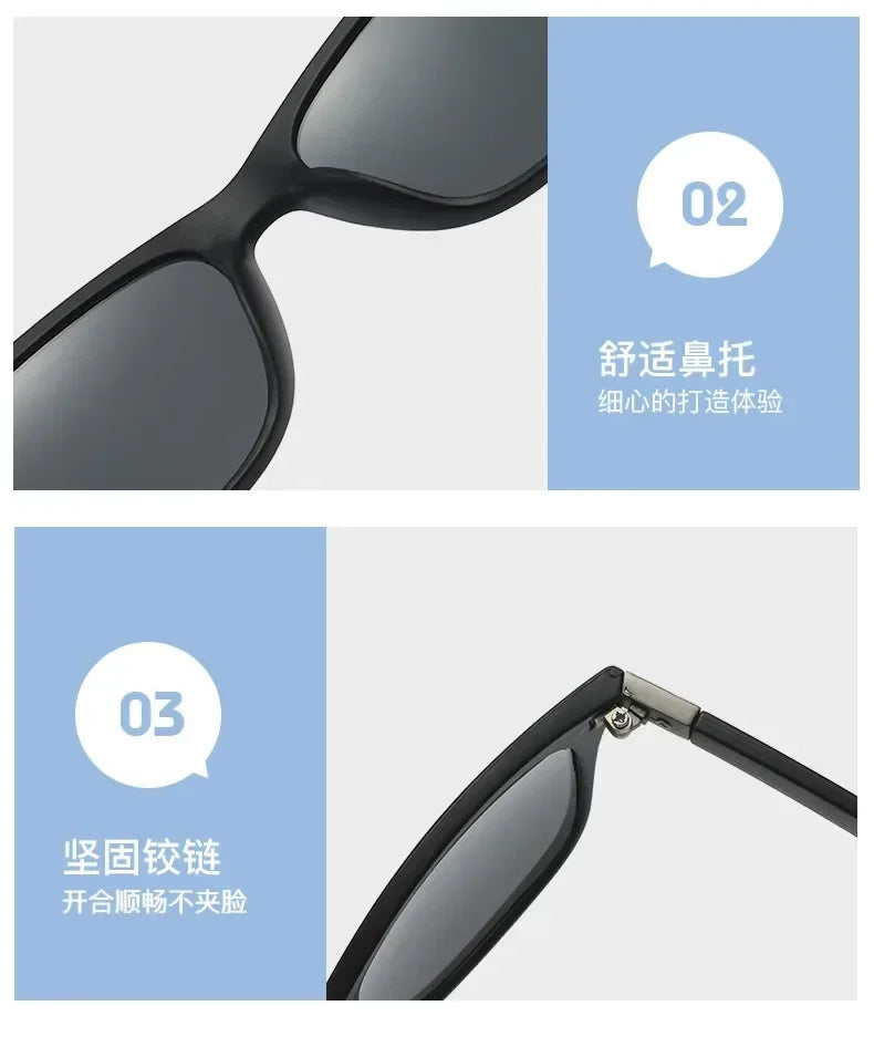 Óculos de sol polarizados unissex retangulares vintage design retrô óculos de sol masculino óculos casuais proteção UV400