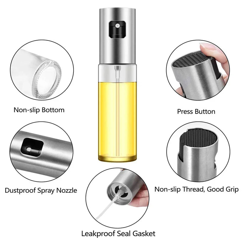 Frasco de vidro multiuso de alta qualidade de 100 ml para óleo de cozinha, frasco de spray de vidro com funil pequeno e acessórios de escova
